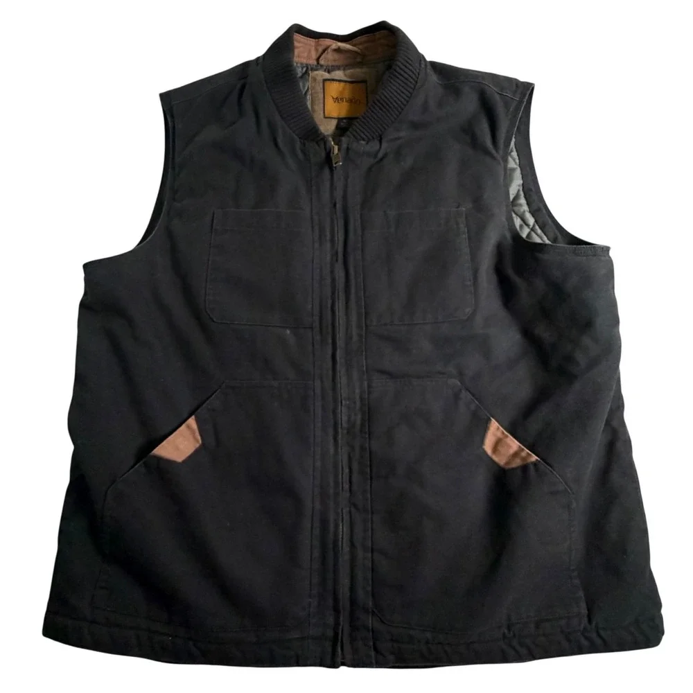Venado Heavy Canvas Utility Work Vest Quilted Black Ranch Heritage XL, rugged